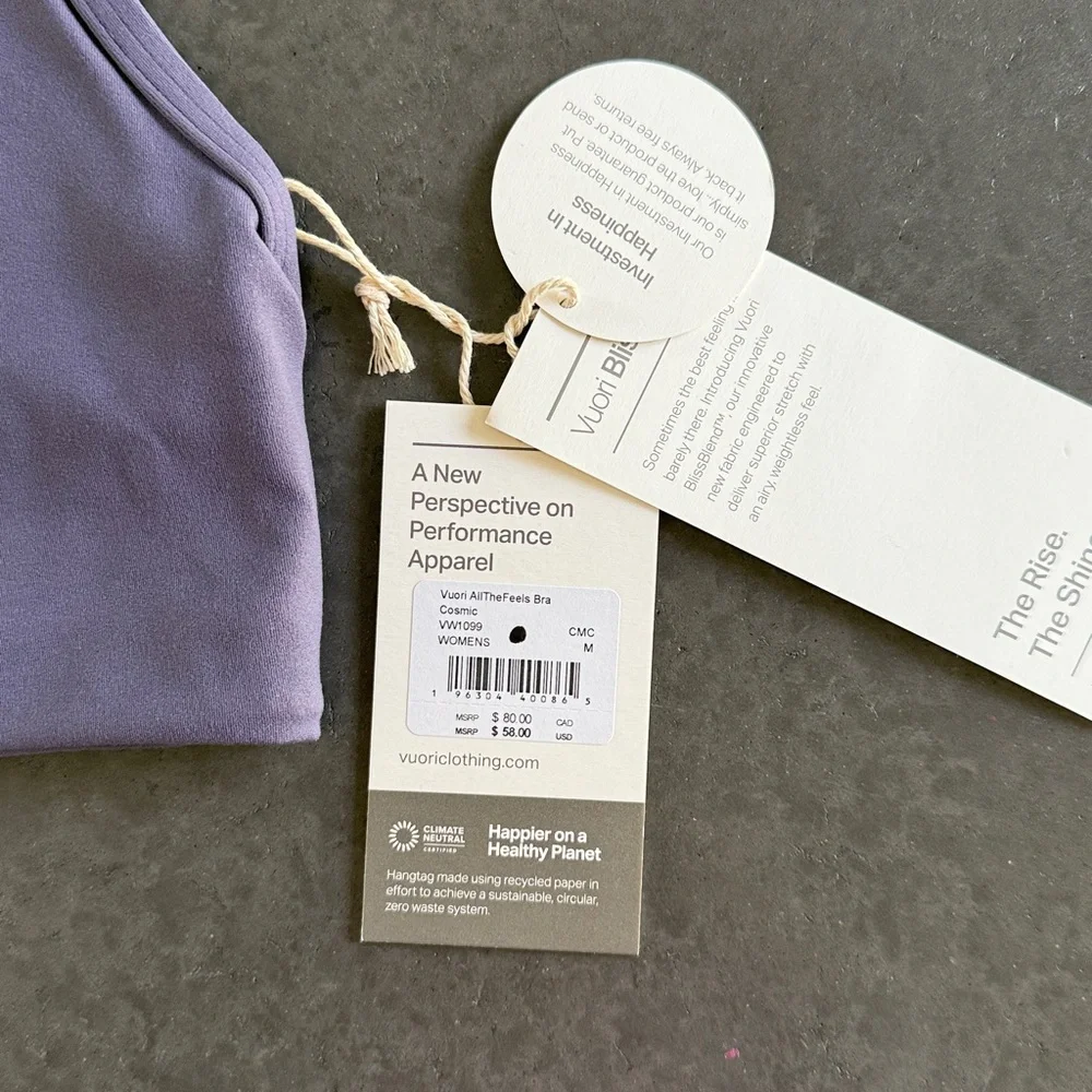 NWT Vuori All The Feels Bliss Blend Sports Bra Cosmic Purple Size M - Picture 3 of 4